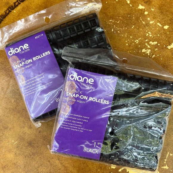 Nwt Diane pack of (2) snap on rollers 1” black - Picture 1 of 2